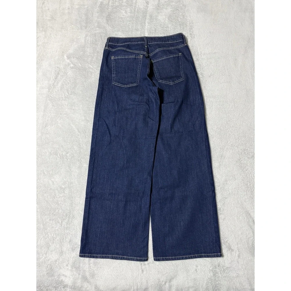 Old Navy Jeans Womens 4‎ Petite Blue High Rise Wow Wide Leg Dark Wash 27x28